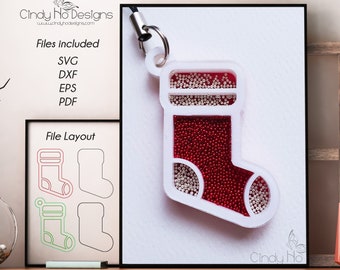 Laser Cutting File - Christmas Stocking Shaker Charm  - Digital Download - SVG DXF EPS for Laser Cutter