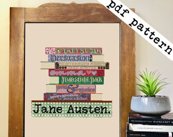 Jane Austen Books Cross Stitch - PDF Pattern Digital Download