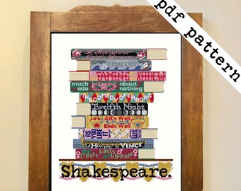 Shakespeare Comedies Books Cross Stitch - PDF Pattern Digital Download
