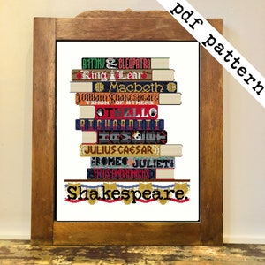 Shakespeare Tragedies Books Cross Stitch - PDF Pattern Digital Download