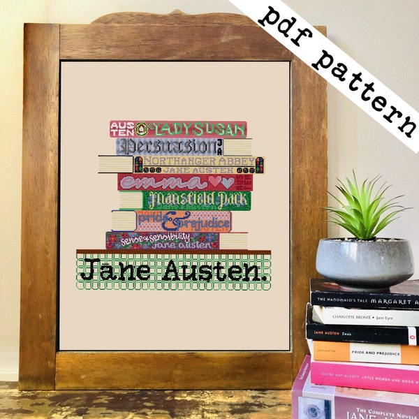 Jane Austen Books Cross Stitch - PDF Pattern Digital Download