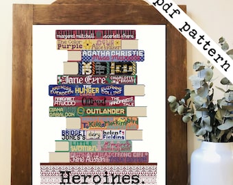 Heroines Books Cross Stitch - PDF Pattern Digital Download