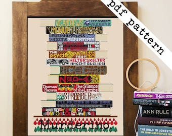 Murderino Books Cross Stitch - PDF Pattern Digital Download