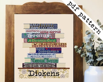 Dickens Books Cross Stitch - PDF Pattern Digital Download