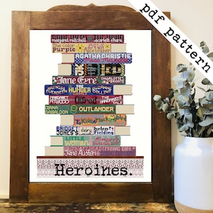 Heroines Books Cross Stitch - PDF Pattern Digital Download