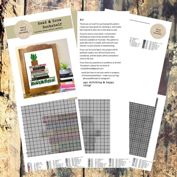 Read More Books Cross Stitch Pattern printable PDF 