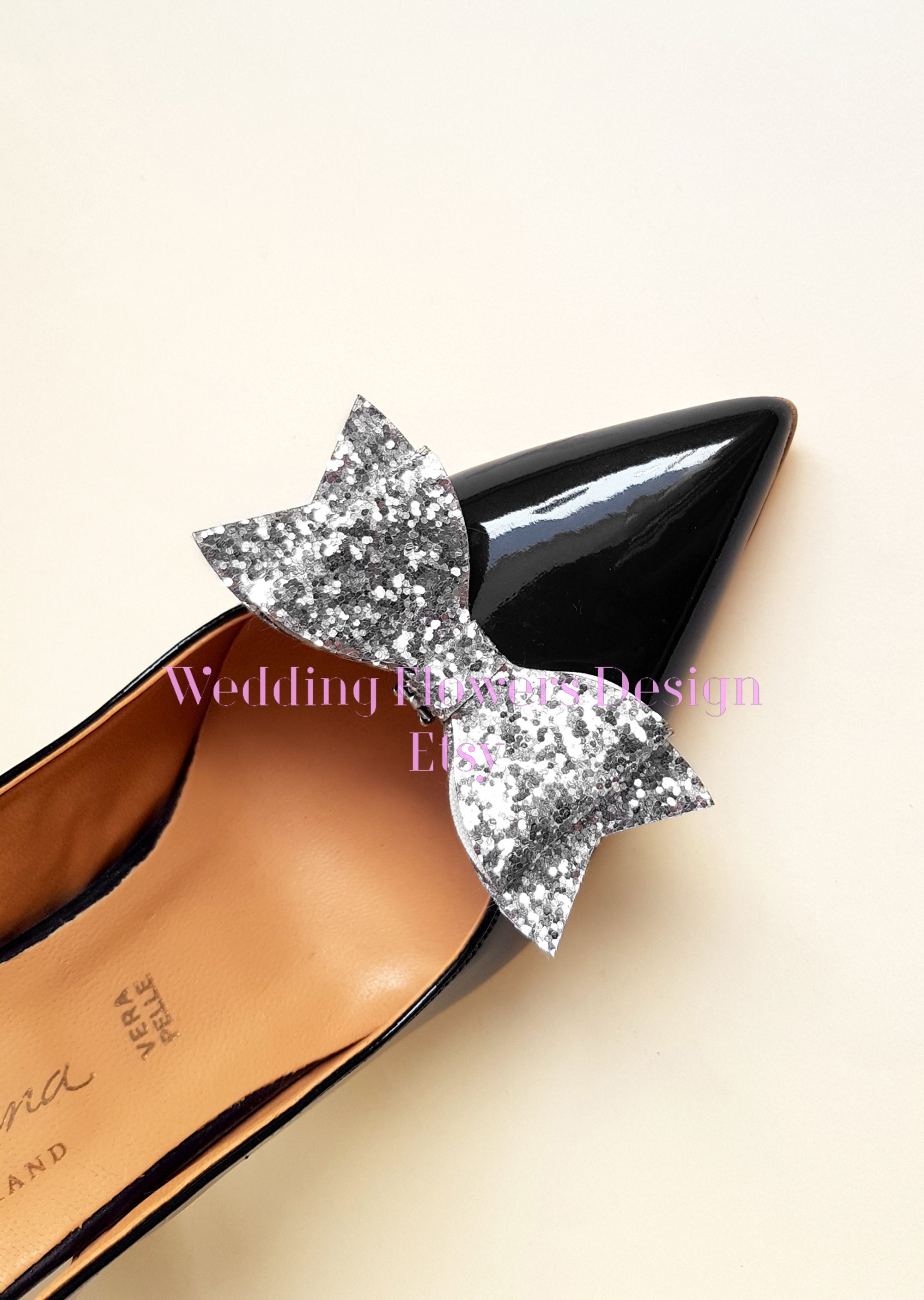 Bow Shoe Clips Glitter Shoe Clips Shoe Accessory Bridal Etsy