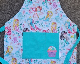 Child's Cooking/Activity Reversible and fully Adjustable Apron *Mermaids*