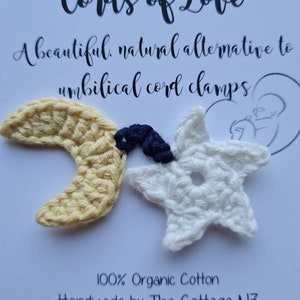 Organic Cotton Umbilical Cord Ties - Cords of Love *Moon and Star*