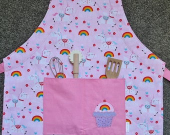 Child's Cooking/Activity Reversible and fully Adjustable Apron *Unicorns*