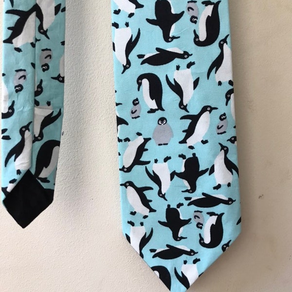 Penguin tie, penguin print, penguin gift, penguin accessories, teacher gift, professor gift, wedding tie, penguin wedding, funky tie