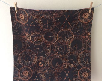 Steampunk pocket square, steampunk print, steampunk gift, steampunk accessories, steampunk suit, geek gift, funky pocket square, clock print