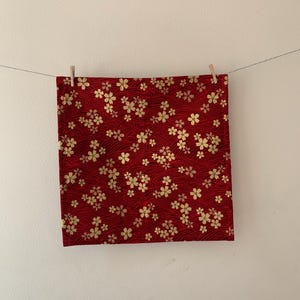 Red pocket square, wedding gift, Japanese accessories, Japanese gift, Japanese print, teacher gift, wedding accessories, red and gold
