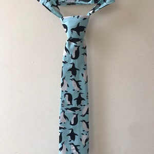 Penguin tie, children&#39;s penguin tie, penguin print, penguin gift, penguin wedding, child tie, pageboy tie, wedding tie, wedding outfit