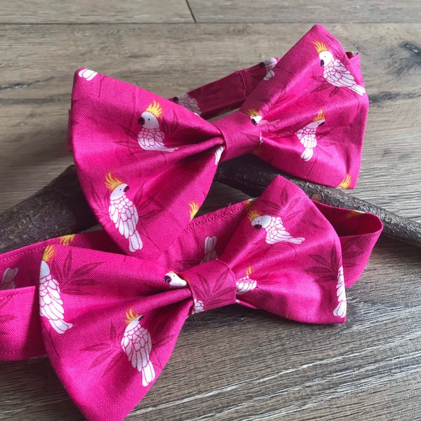 Cockatoo bow tie, cockatoo print, cockatoo gift, bright bow tie, wedding outfit, wedding accessories, wedding clothes, fathers day