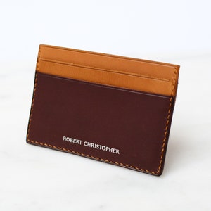 Mens 5 pocket cardholder. Handmade from Vegetable tanned leather and hand-stitched with linen thread. image 1