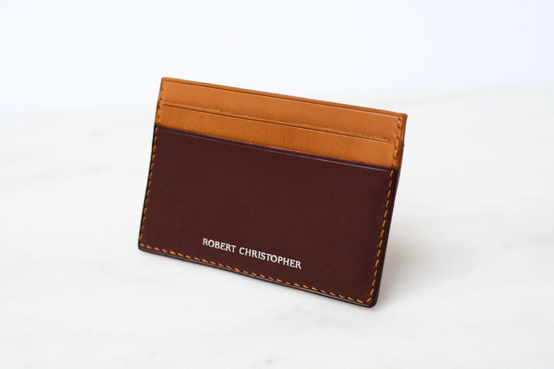 Mens 5 pocket cardholder. Handmade from Vegetable tanned leather and hand-stitched with linen thread. image 1