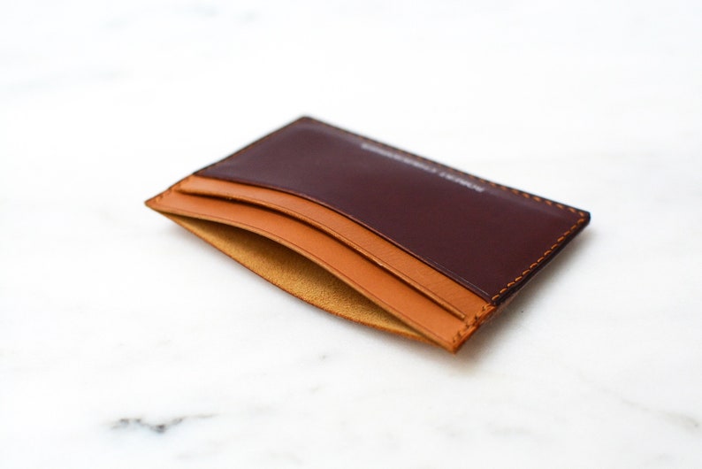 Mens 5 pocket cardholder. Handmade from Vegetable tanned leather and hand-stitched with linen thread. image 2