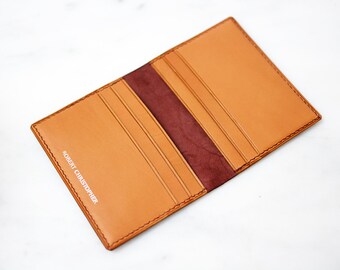 Mens six slot cardholder. Handmade from Vegetable tanned leather and hand-stitched with linen thread.