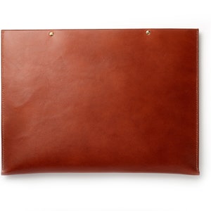 Laptop sleeve made with vegetable tanned leather, suede lined and hand stitched in linen thread. image 3