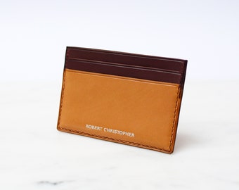 Mens 5 pocket cardholder. Handmade from Vegetable tanned leather and hand-stitched with linen thread.