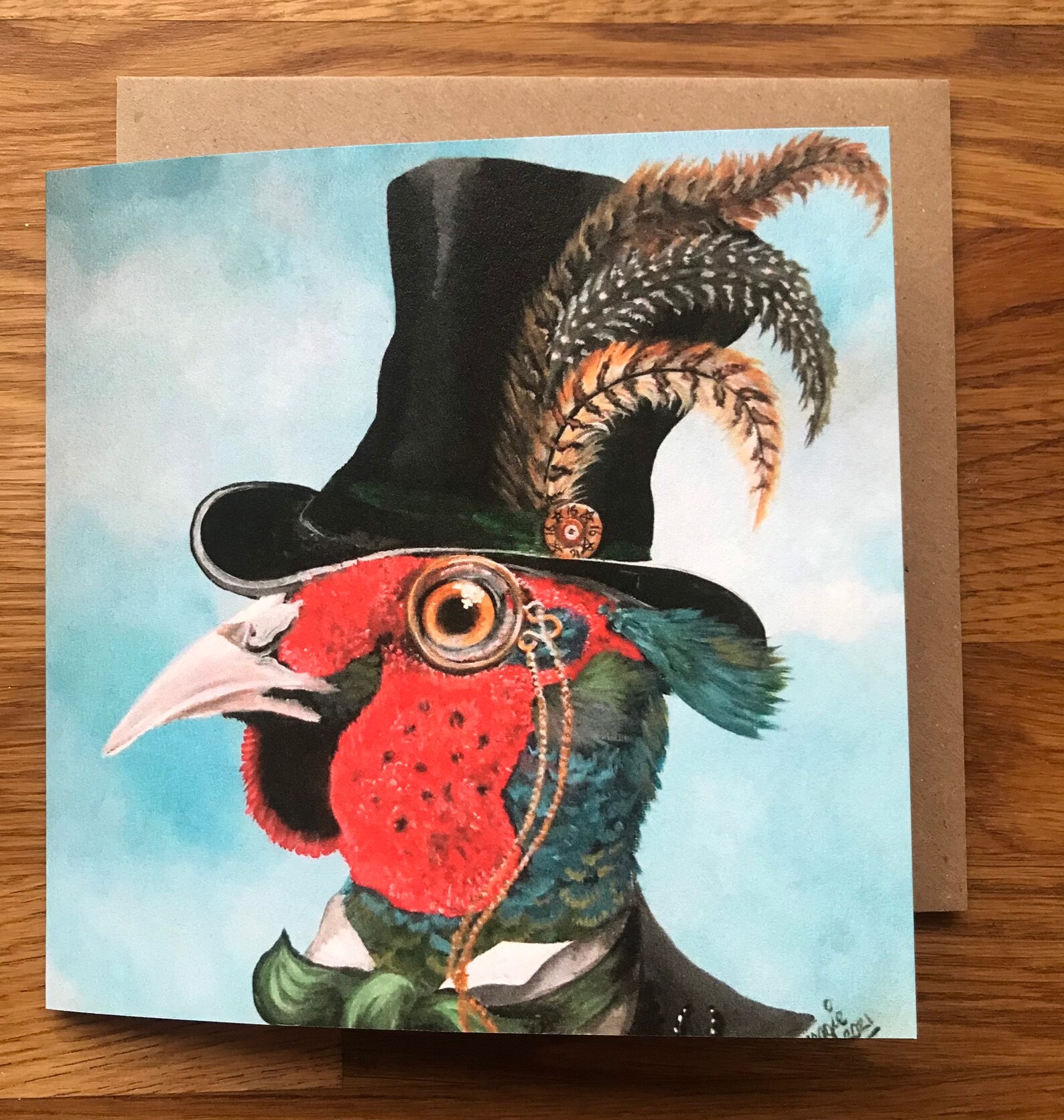 Pheasant Top Hat Artist Greeting Card Countryside Monocle Game Etsy