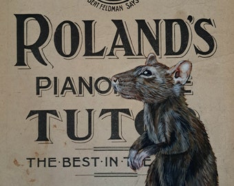 Roland, Original Acylic Painting on Vintage Music Sheet