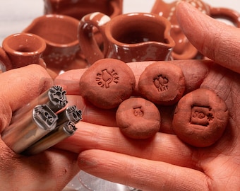 Custom Pottery Stamp, Tiny Stainless Steel Makers Mark for Clay, Ceramic Logo Stamp