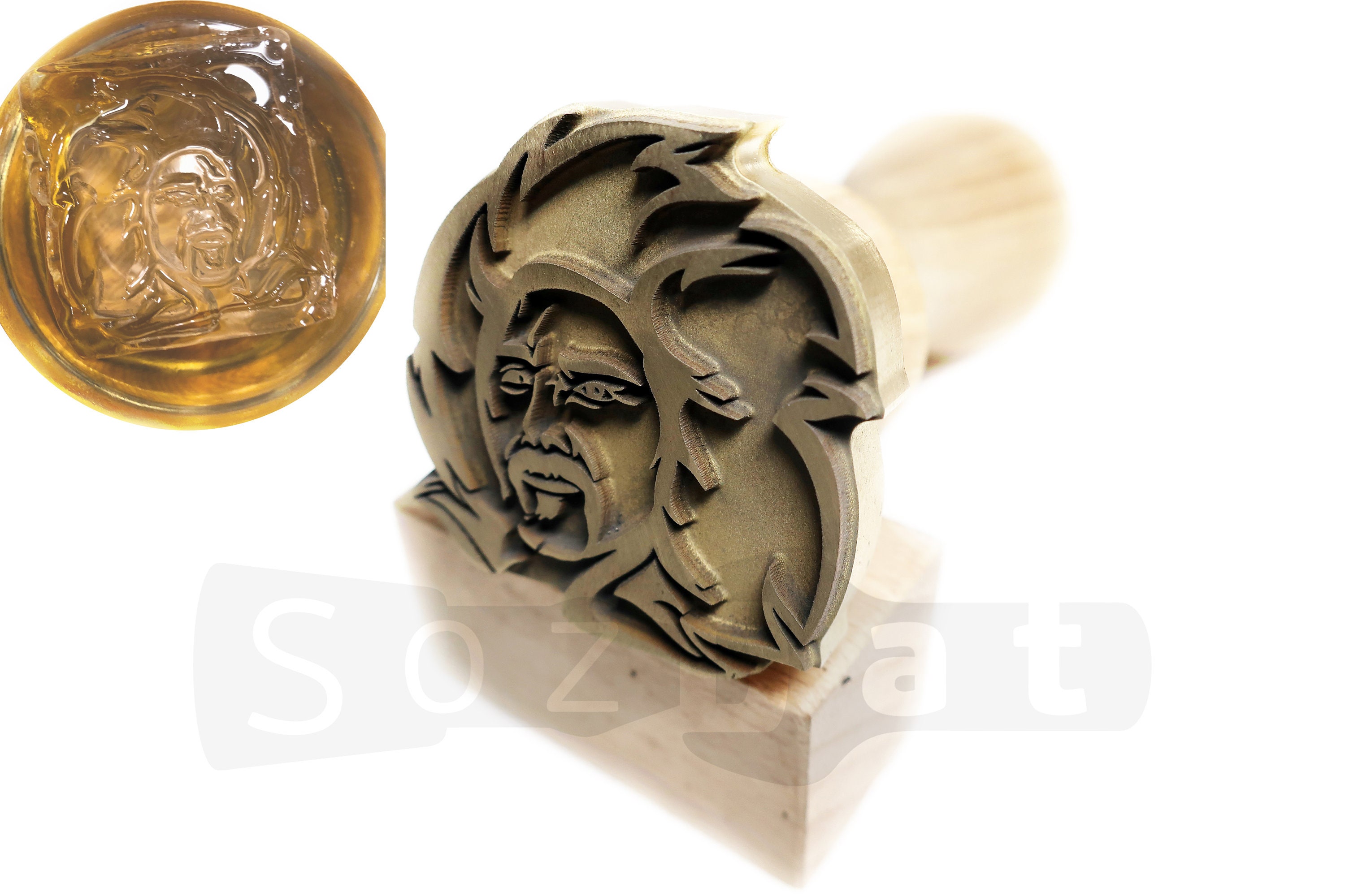 Custom Ice Cube Stamp , Custom Business Ice Stamp, Custom Bar Stamp ,Custom  Logo ice Mold for ice Cubes (1 inch, Golden Brass Handle)