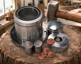 Custom Coin Minting Tool, Coin Punch and Die Set, Custom Coining Tool, Coin Making Tool, Hammered Coin Dies, Custom Coin Die Set, Coin Maker