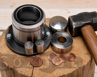 Coin Punch and Die Set, Custom Coin Minting Tool, Custom Coining Tool, Coin Making Tool, Hammered Coin Dies, Custom Coin Die Set, Coin Maker