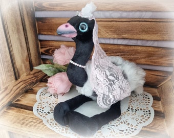 Bridal bouquet "Emma" bridal throwing bouquet plush bird bouquet 43 cm