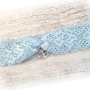 Handmade garter various colors lace ribbon bride/wedding bridal garter - with anchor maritime