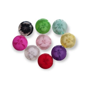 Plastic button buttons DIY round with flower inside 13-15 mm different colors image 1
