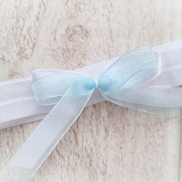 Garter Bride/ Wedding Bridal Garter Discreet - with Organza Bow Blue/White