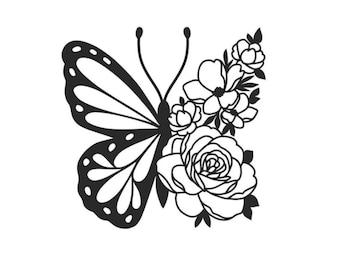 Schmetterling Blumen Bügelbild Applikation Aufbügler Patch Bügelapplikation für Shirt/ Kissen Tasche BMS DIY Flexfolie - Farbe wählbar