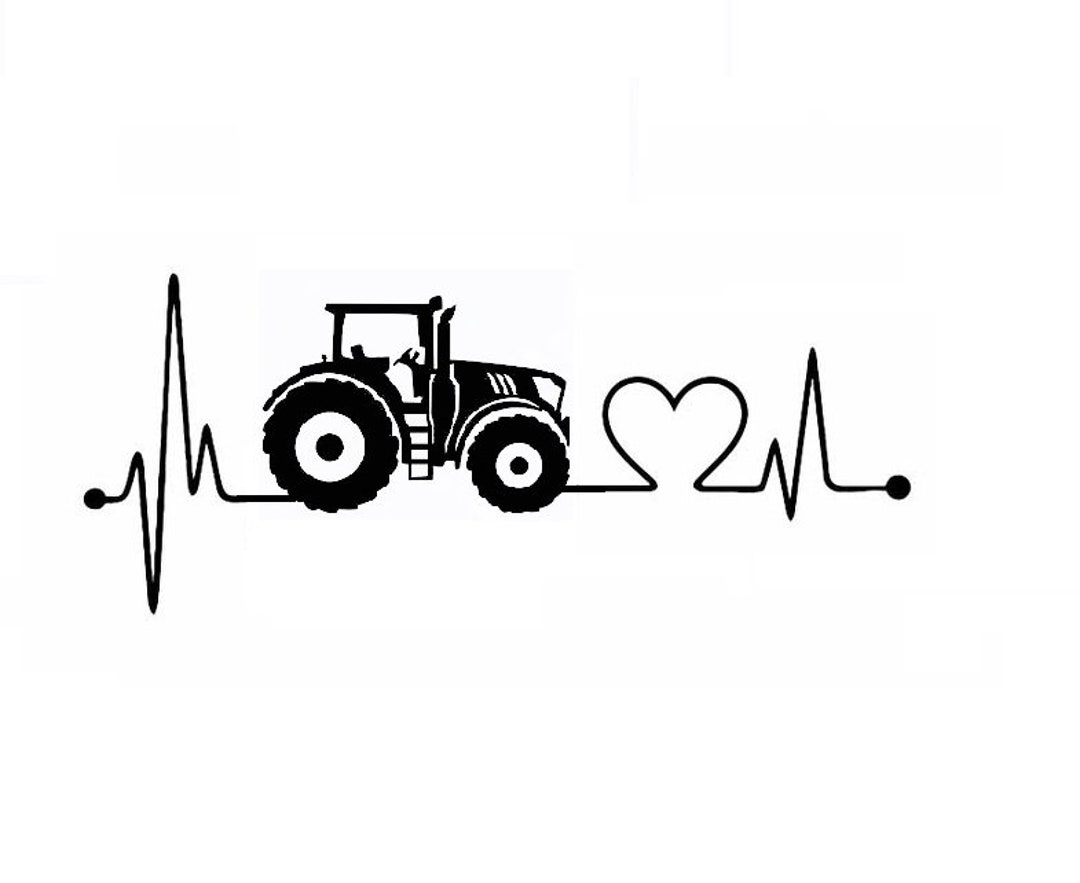 Traktor Trecker Liebe Herzschlag EKG Bügelbild Aufbügler Plott für