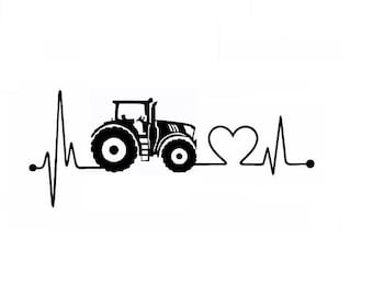 Tractor tractor love heartbeat ECG - iron-on patch plott for shirt/cushion BMS DIY flex foil - color selectable