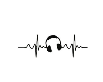 Musik Liebe Music Kopfhörer Herzschlag EKG - Bügelbild Aufbügler Plott für Shirt/ Kissen BMS DIY Flexfolie - Farbe wählbar
