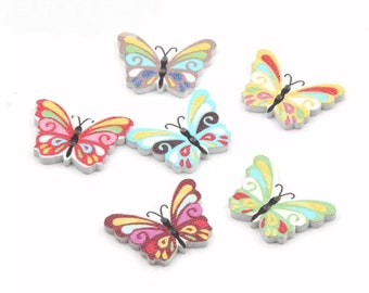 Wooden Button Wooden Buttons Wooden Buttons DIY - 17 x 24 cm Butterflies Butterfly Butterfly