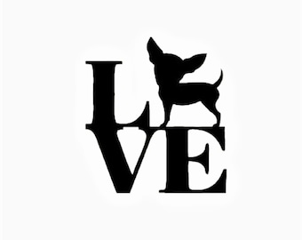 Chihuahua Love- Bügelbild Applikation Aufbügler Patch Plott für Shirt/ Kissen Kindermotiv BMS DIY Flexfolie - Farbe wählbar