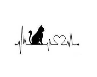 Katzenliebe Katze Herzschlag EKG - Bügelbild Applikation Aufbügler Patch Plott für Shirt/ Kissen BMS DIY Flexfolie - Farbe wählbar