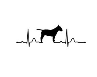 Bull Terrier Dog Heartbeat ECG - Ironing Image Application Press Patch Plott for Shirt/ Pillow BMS DIY Flex Foil - Color selectable