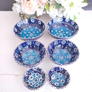Evil eye beaded ceramic bowl    colorful tile bowl, patterned Ceramic Bowl