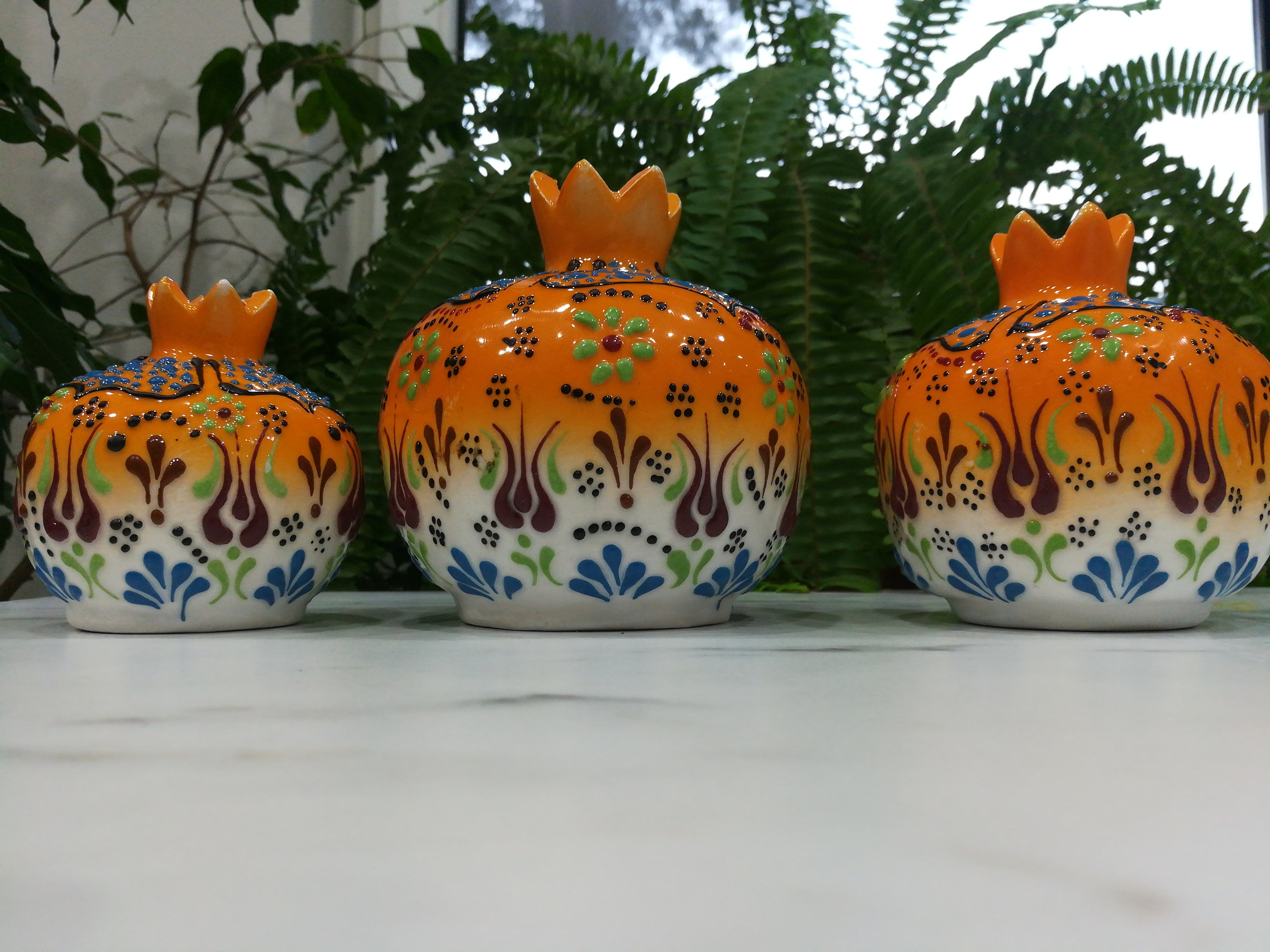 Authentic console decor ceramic orange Pomegranate 3's | Etsy
