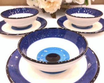 evil eye bead plate and bowl