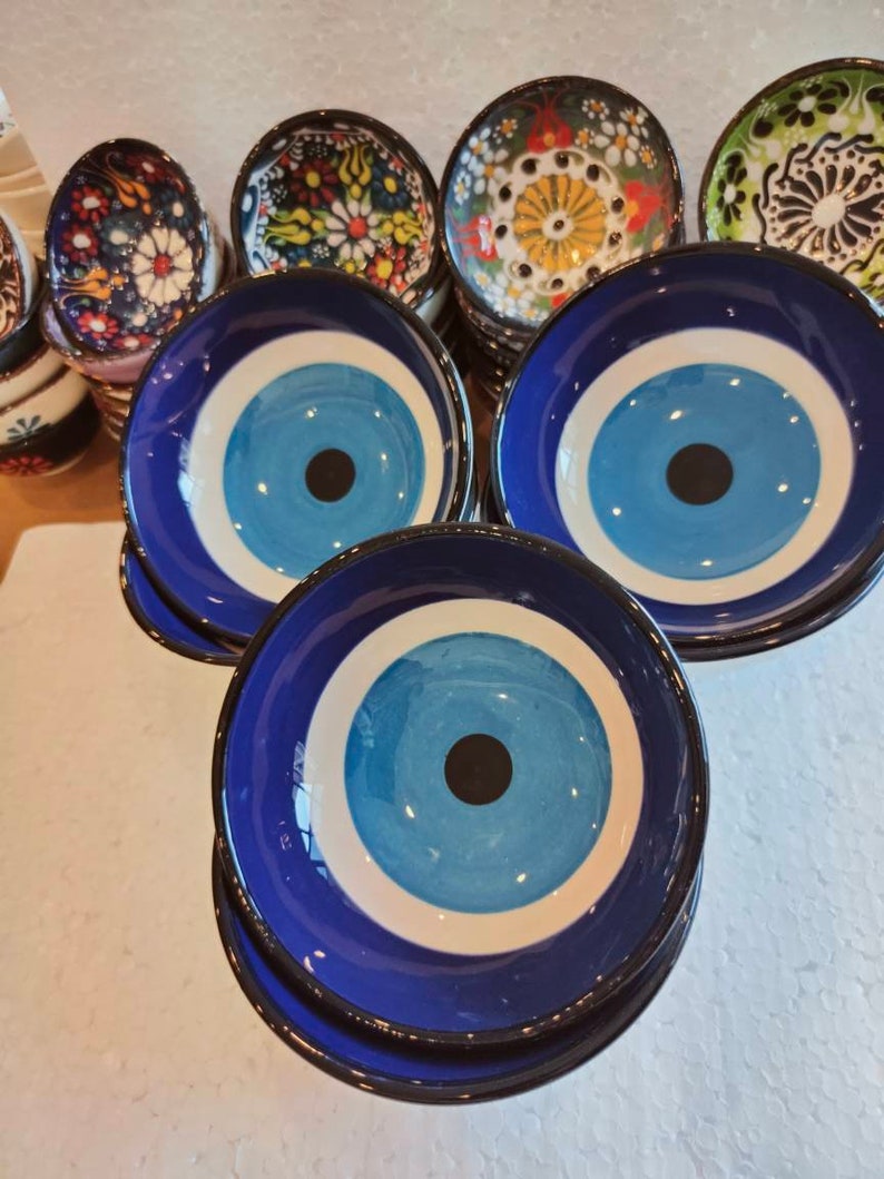 Evil Eye Bead Ceramic Bowl Home Decor Bowls 4.7 diameter Etsy