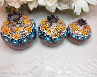 ceramic Pomegranate Set 3 Pcs | Pomegranate estuary pattern | purely handcrafted product