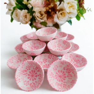 Handmade Pink Decorated Ceramic Bowl – Elegant Gift for Weddings, Christenings and Special Occasions