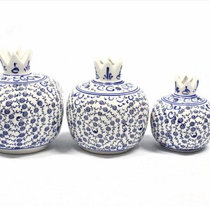 ceramic Pomegranate Set 3 Pcs , Pomegranate estuary pattern, purely handcrafted product.